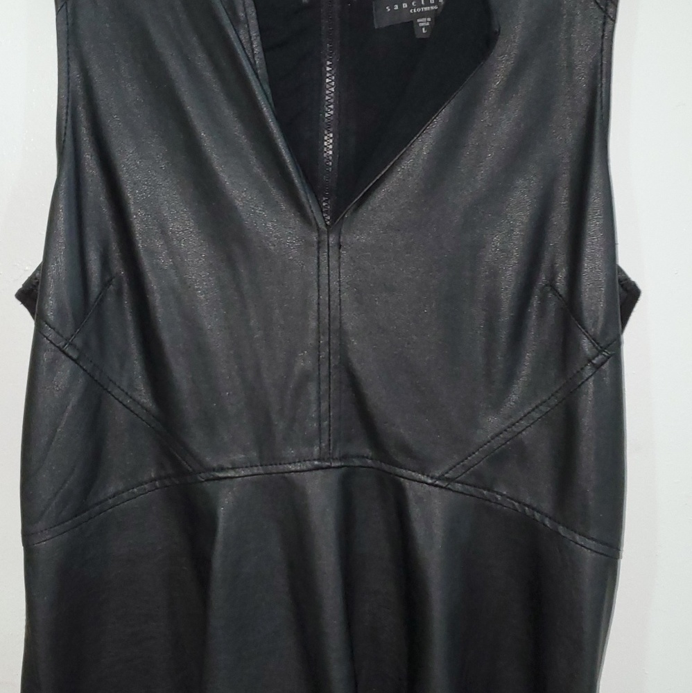 Black faux leather peplum top